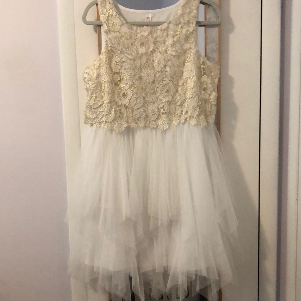 Justice size 20 plus girls White lace dress